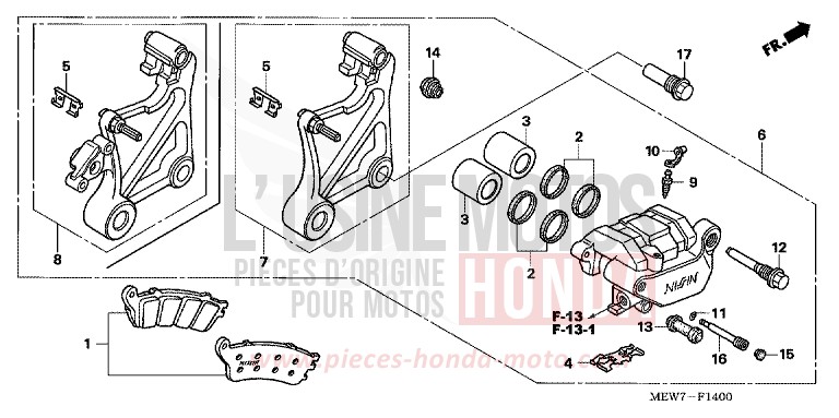 REAR BRAKE CALIPER for Deauville ABS ANCHOR GRAY METALLIC-U (NH229) from 2007